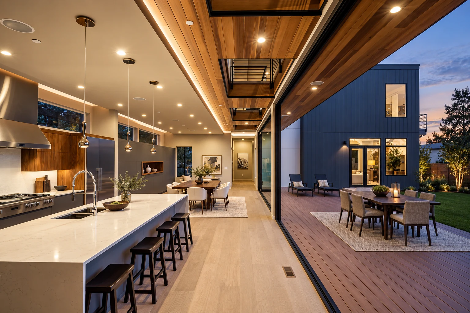 Kitchen opening to the courtyard visualization