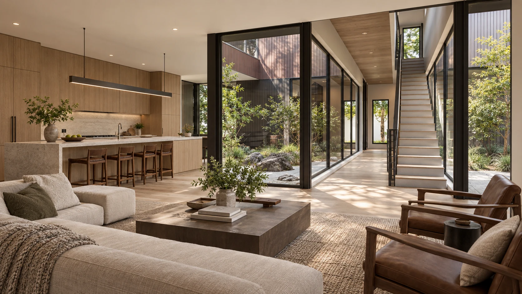 Wilburton living space and courtyard